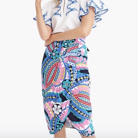 J Crew Tie Back Tulip Hem Skirt in Ratti Kaleidoscope Floral Sz 2 - Picture 2 of 16